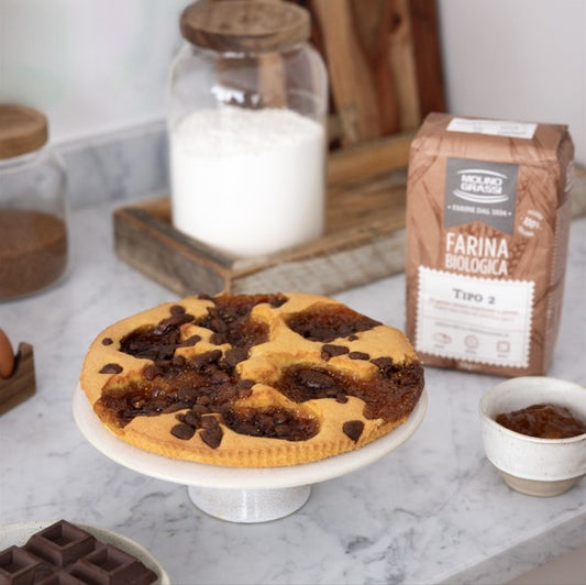 Crostata con confettura di fichi e scaglie di cioccolato